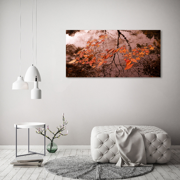 Canvas foto Bladeren op het water