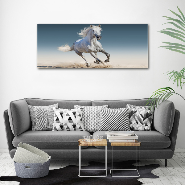 Canvas schilderij Een wit paard in galop