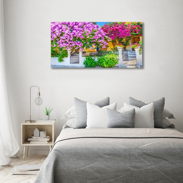 Foto canvas Huis met bougainvillea