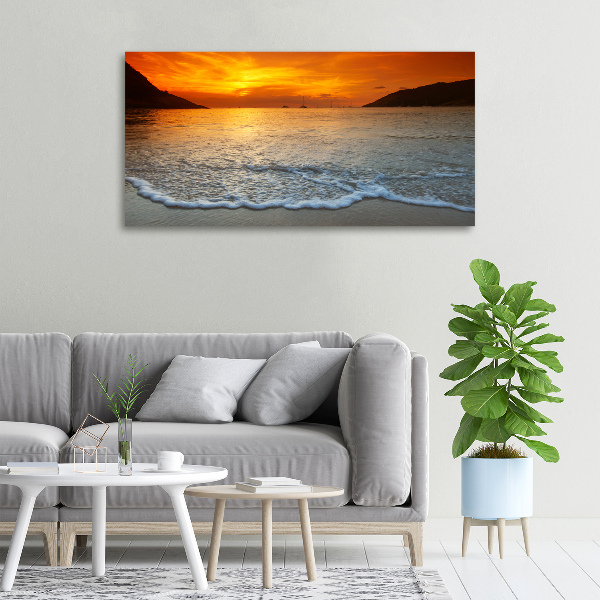 Schilderij op canvas Zonsondergang aan zee