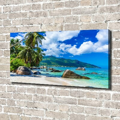 Canvas foto strand op de Seychellen