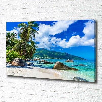 Canvas foto strand op de Seychellen