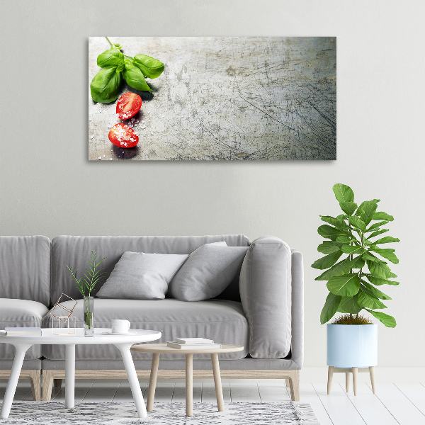 Schilderij op canvas Tomaten en basilicum