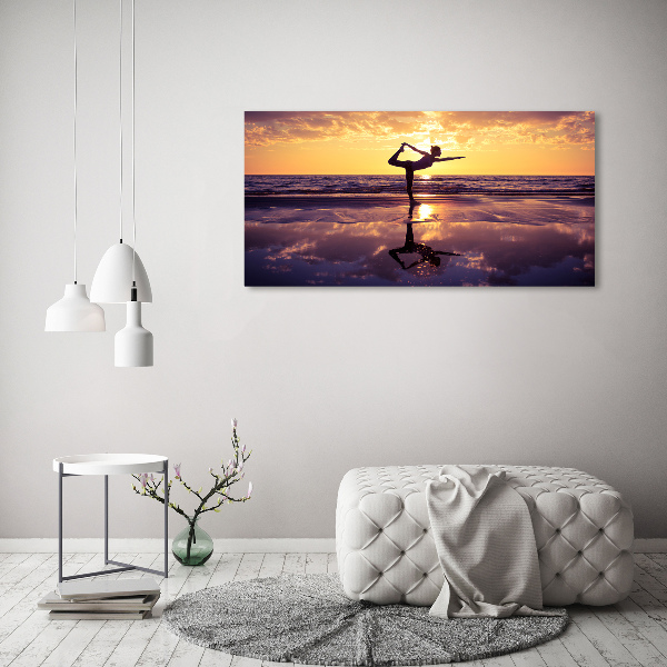Foto op canvas Yoga op het strand
