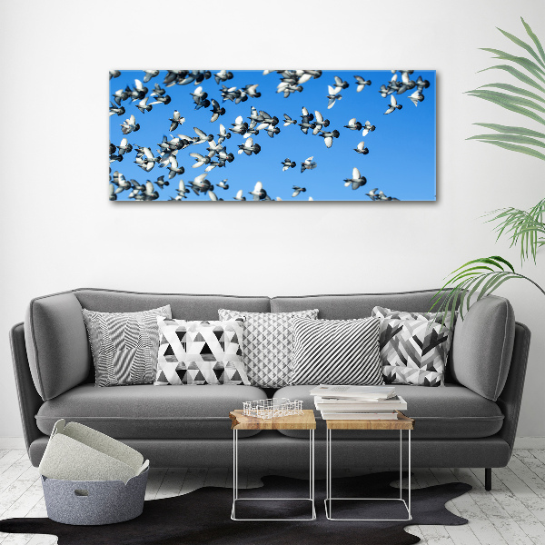 Schilderij op canvas Een zwerm duiven