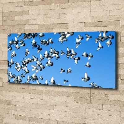 Schilderij op canvas Een zwerm duiven