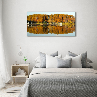 Foto op canvas Bos aan het meer