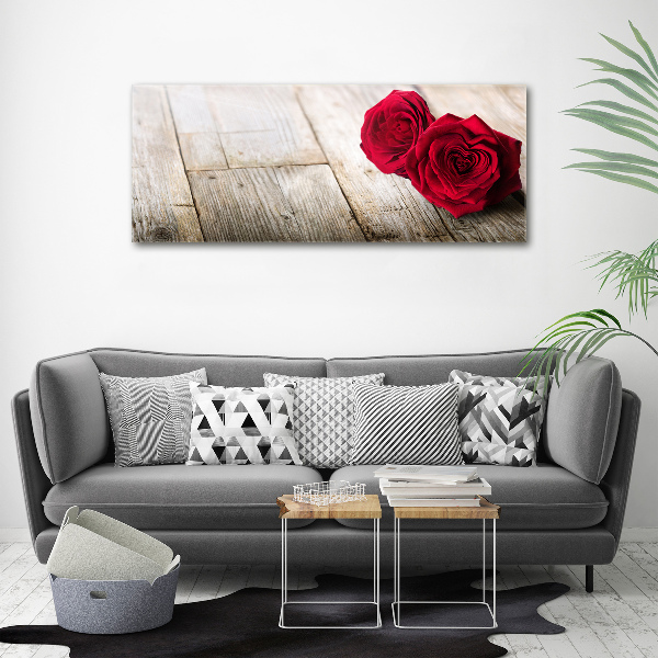 Canvas schilderij Rozen op hout