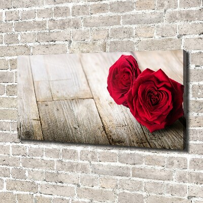 Canvas schilderij Rozen op hout