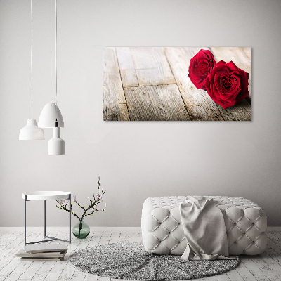 Canvas schilderij Rozen op hout