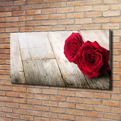 Canvas schilderij Rozen op hout