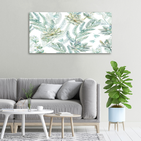 Canvas foto Bloemen en bladeren
