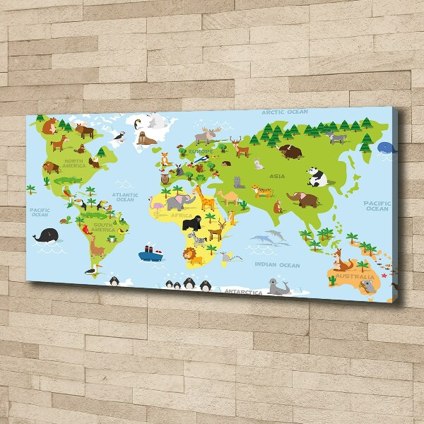 Foto canvas Dierenkaart