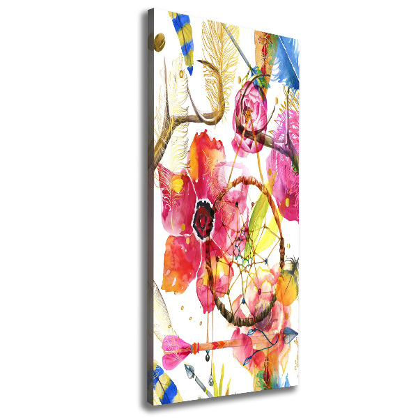 Verticaal schilderij op canvas Bloemen in boho-stijl