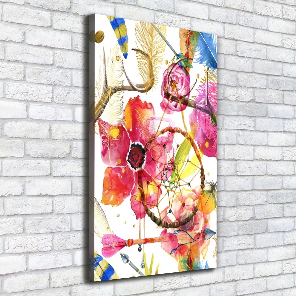 Verticaal schilderij op canvas Bloemen in boho-stijl