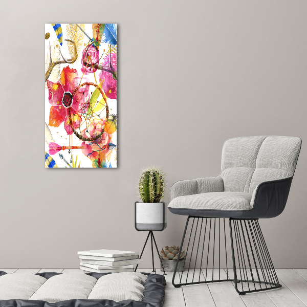 Verticaal schilderij op canvas Bloemen in boho-stijl