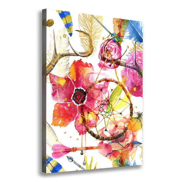 Verticaal schilderij op canvas Bloemen in boho-stijl