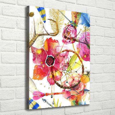 Verticaal schilderij op canvas Bloemen in boho-stijl