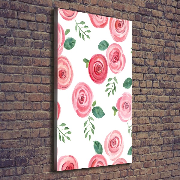Verticaal canvasschilderij Roze rozen