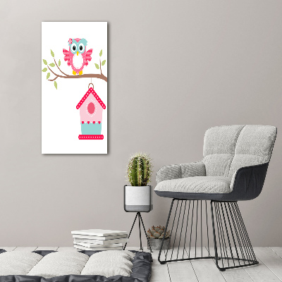 Verticale foto op canvas Uil op een tak