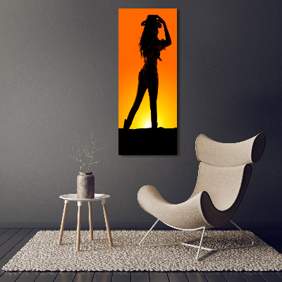 Verticale canvasfoto Silhouet van een cowgirl