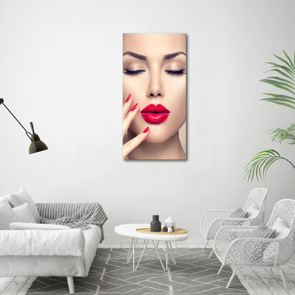Verticale foto op canvas Rode lippen