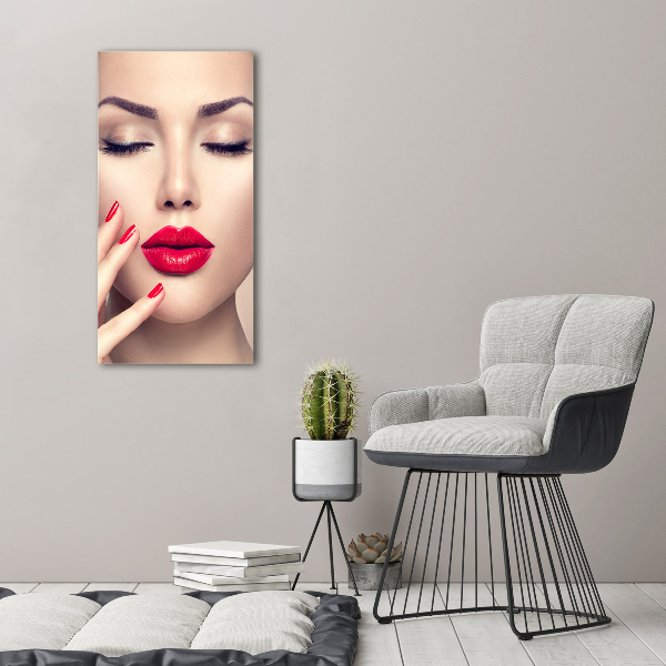 Verticale foto op canvas Rode lippen