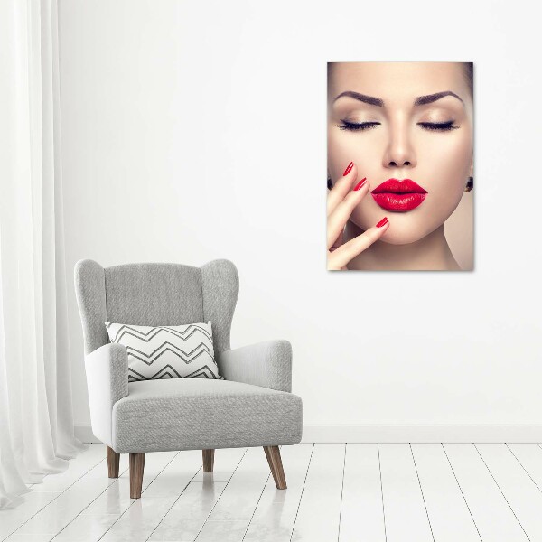 Verticale foto op canvas Rode lippen