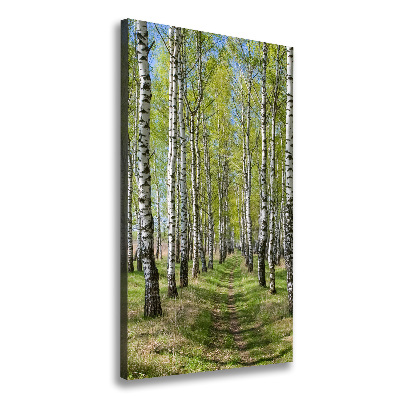 Verticaal canvasschilderij Berkenbos