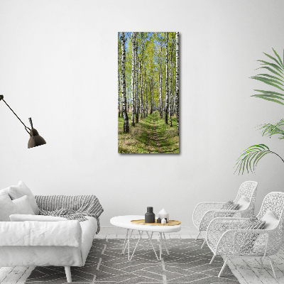 Verticaal canvasschilderij Berkenbos