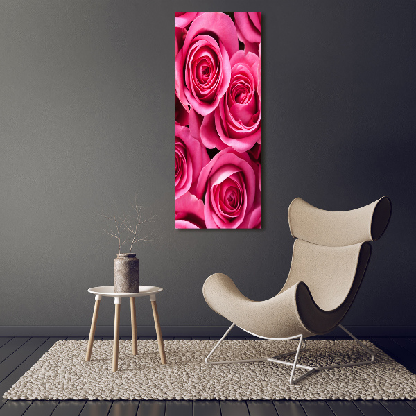 Verticaal schilderij op canvas Roze rozen