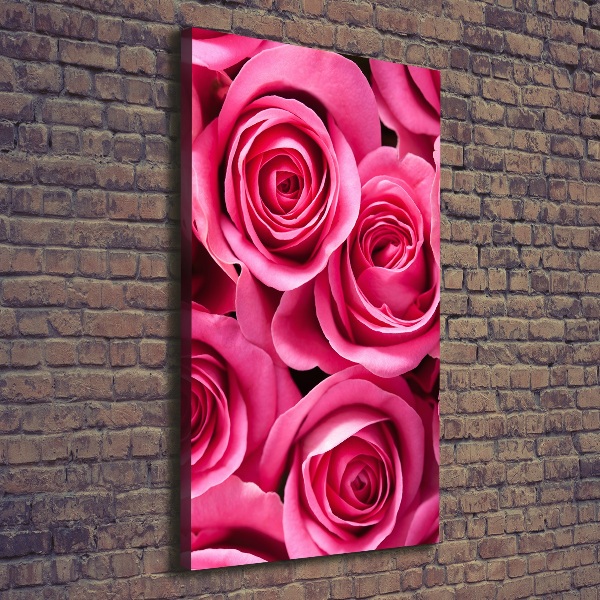 Verticaal schilderij op canvas Roze rozen