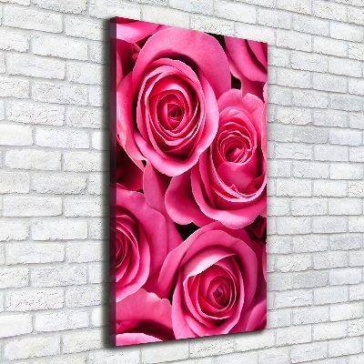 Verticaal schilderij op canvas Roze rozen