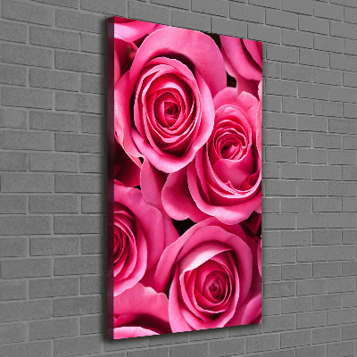 Verticaal schilderij op canvas Roze rozen