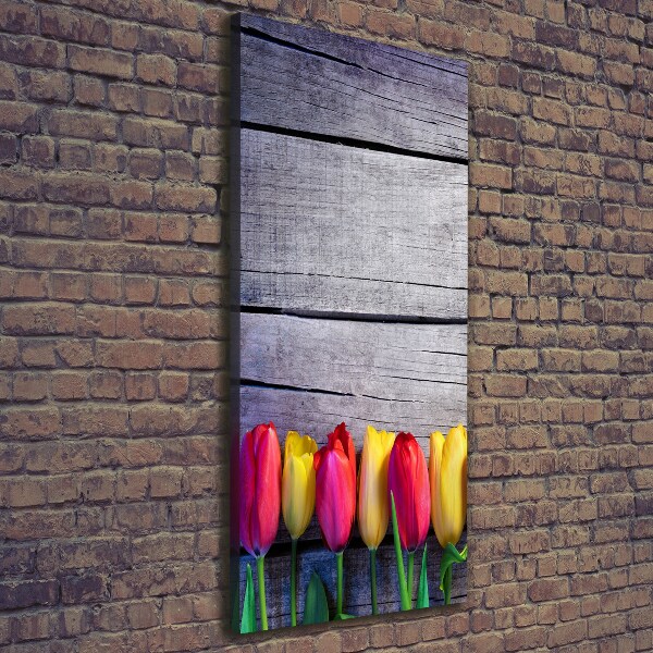 Verticale canvasfoto Kleurrijke tulpen