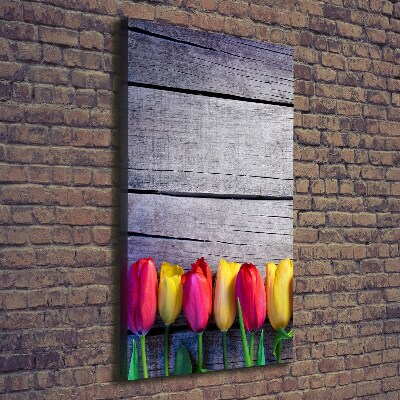 Verticale canvasfoto Kleurrijke tulpen