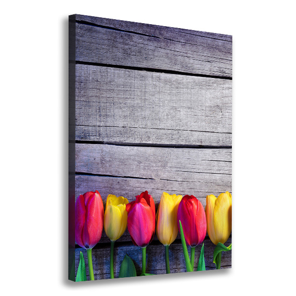 Verticale canvasfoto Kleurrijke tulpen