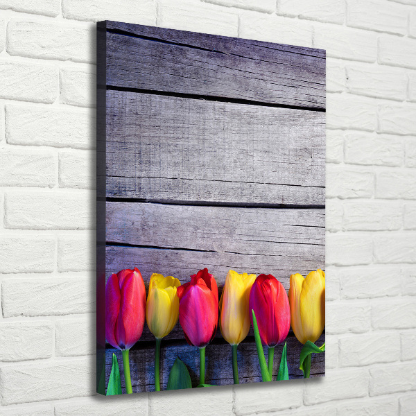 Verticale canvasfoto Kleurrijke tulpen