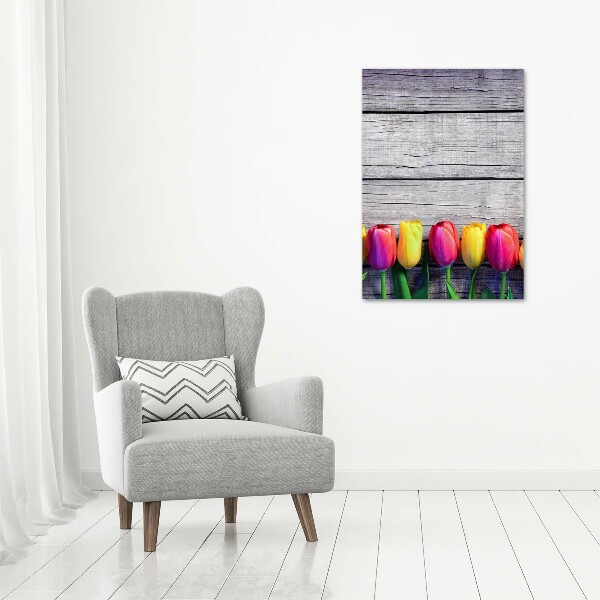 Verticale canvasfoto Kleurrijke tulpen