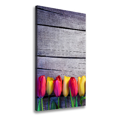 Verticale canvasfoto Kleurrijke tulpen