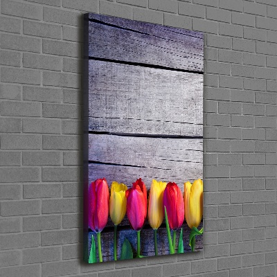 Verticale canvasfoto Kleurrijke tulpen