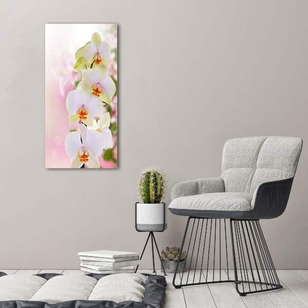 Verticaal schilderij op canvas Witte orchidee