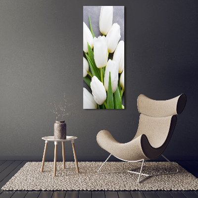 Verticale canvasfoto Witte tulpen
