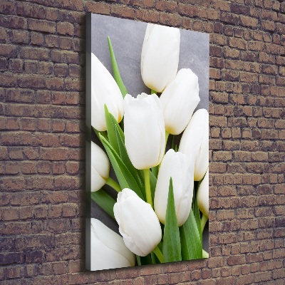 Verticale canvasfoto Witte tulpen