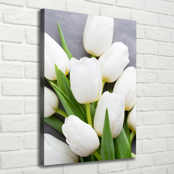 Verticale canvasfoto Witte tulpen