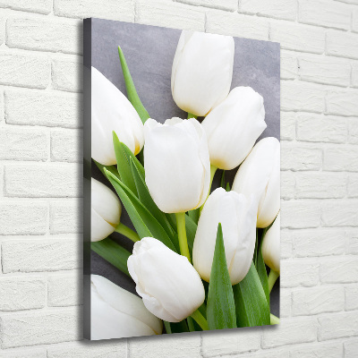 Verticale canvasfoto Witte tulpen