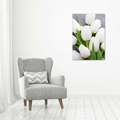 Verticale canvasfoto Witte tulpen