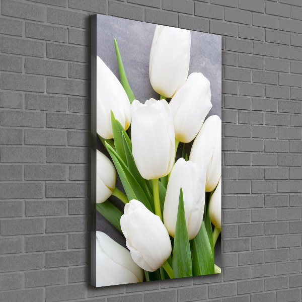 Verticale canvasfoto Witte tulpen