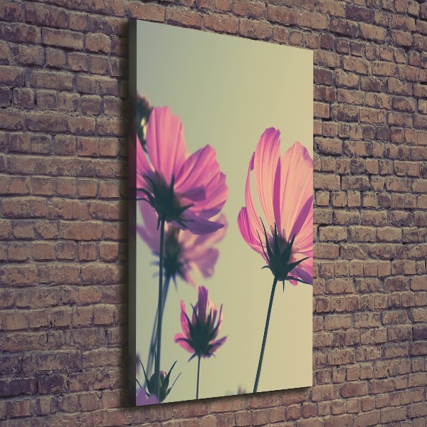 Verticale canvasfoto Roze bloemen