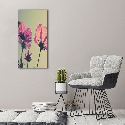 Verticale canvasfoto Roze bloemen